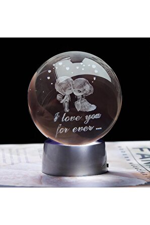 Dekoratif Aşk Temalı Işıklı Cam Küre 8cm*6cm