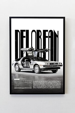 DeLorean DMC-12 Tasarımlı Çerçeveli Tablo | İkonik Otomobiller Koleksiyonu