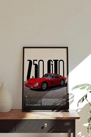 Ferrari 250 GTO Tasarımlı Çerçeveli Tablo | İkonik Otomobiller Koleksiyonu