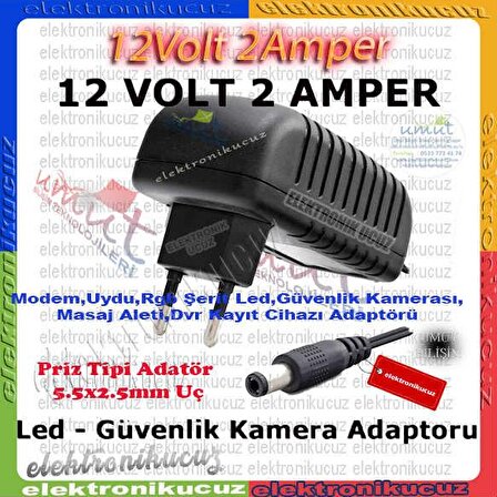 EU-03 12V 2A Adaptör Standart Uçlu Adaptör 12 volt 2 amper adaptör 