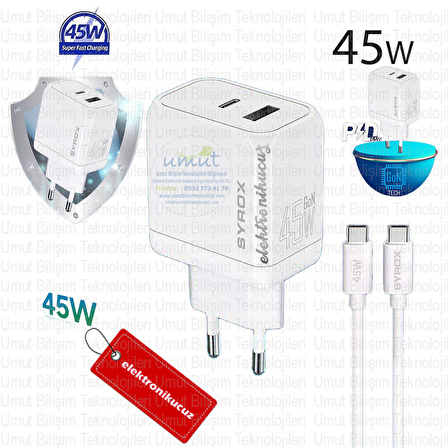 Umut Bilişim 45W Hızlı Şarj 3.0 Dual Usb Çıkışlı Araç Şarj Başlık