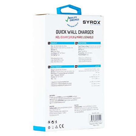 Syrox EU-10 Micro USB 18 Watt Hızlı Şarj Aleti Beyaz