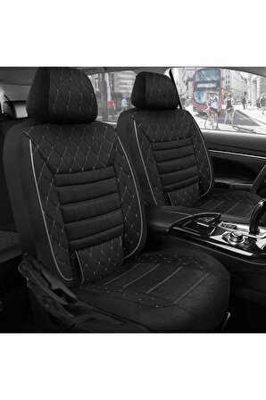 Universal NMS Bel Destekli Ortopedik Premio Siyah Tay Tüyü Süet Renault Clio 3 Uyumlu Koltuk kılıfı