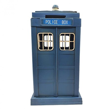 Doktor Who Kulübesi Görünümlü Dekoratif Metal Kumbara