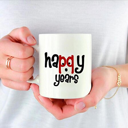 Kişiye Özel İsim 2023 Happy Years Temalı Porselen Beyaz Kupa Bardak HK2429