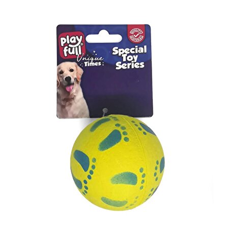 Playfull Zıplayan Köpek Oyun Topu 6,3 Cm Sarı Ayak Desenli