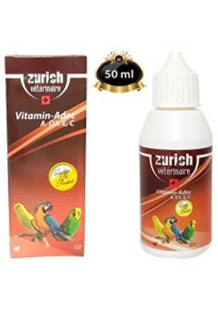 Zurich Kuş Vitamini A, D3, E, C Vitaminleri 50 ml ADEC