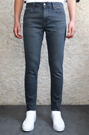 Hlt Jeans Erkek Taşlamalı Antrasit  Slim Fit Pantolon Hlt HE001935