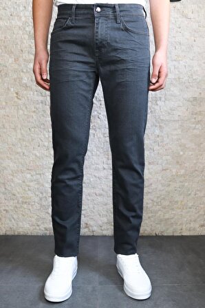 Erkek Mavi Regular Fit Boru Paça Esnek Likralı Denim Jeans Kot Pantolon HLTHE001978