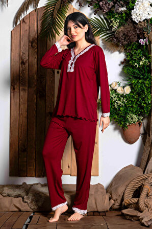 Nisanca Uzun Kollu Bambu Anne Pijama Takımı- Genç Anne Serisi