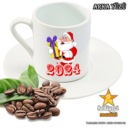 Yılbaşı Temalı Beyaz 6'lı Kahve Fincan Takımı - HMK-00022-02