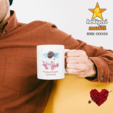 Kişiye Özel Sevgililer Günü Temalı Beyaz Kupa Bardak - HMK-00056