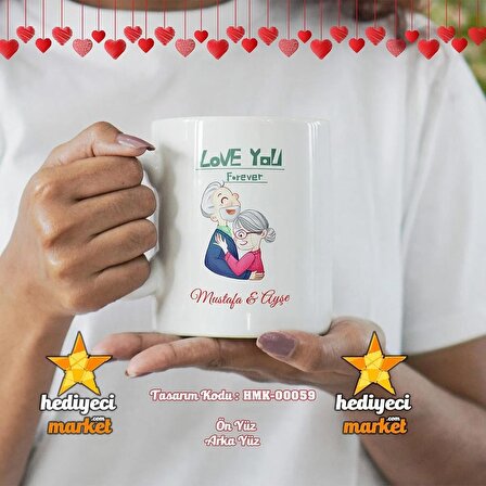 Kişiye Özel Sevgililer Günü Temalı Beyaz Kupa Bardak - HMK-00059