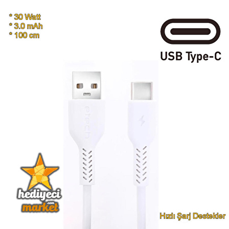 ETECH DK-011 3.0A 30W Type-C USB Data Kablosu