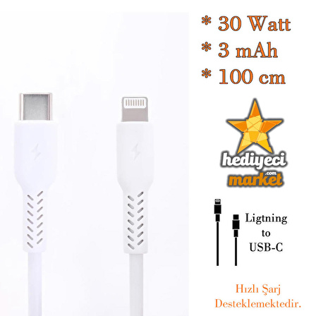 ETECH DK-014 3.0A 30W PD Lightning to Type-C USB Data Kablosu