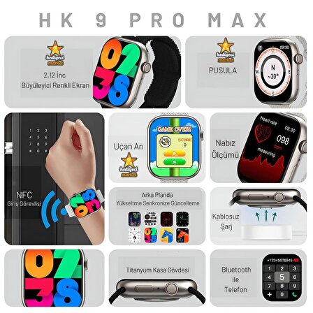 Hediyeci Market Watch 8 HK9 Pro Gümüş Akıllı Saat