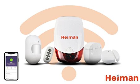 Heiman HM-05 Wifi Kablosuz Akıllı Alarm Seti (1 Kapı/pencere Sensörü)(1Pır)(1 Kumanda