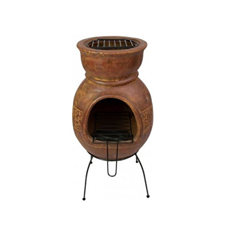 Maya Meksika Taş BBQ Chimenea ve Çantası (Kırmızı)