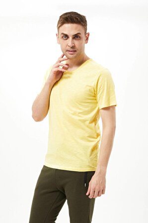 Erkek V Yaka Sarı T-shirt- S