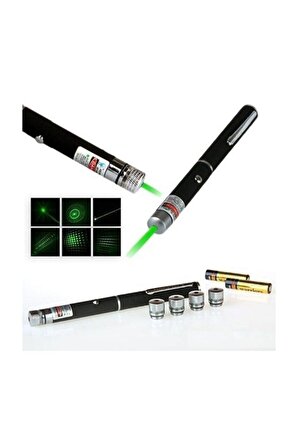 Yeşil Lazer Green Laser Pointer Özel Kutulu 5 Farklı Yansıtıcı Başlıklı Rc-12471
