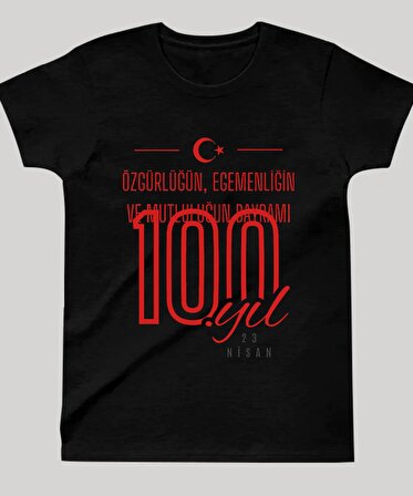 23 Nisan Özel Tasarım Siyah Çocuk T-Shirt Unisex (9-10 Yaş)