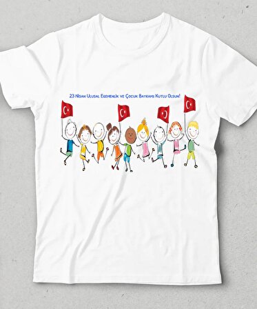 23 Nisan Özel Tasarım Çocuk T-Shirt Beyaz (11-12 Yaş)