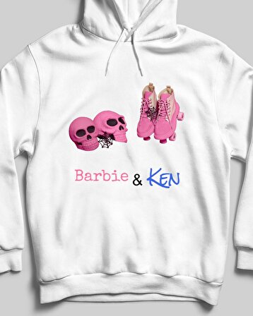 Barbie & Ken Özel Tasarım Kapşonlu Sweatshirt / Sevgililer Günü Hediyesi ( S Beden )