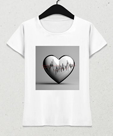 Sevgililer Günü Kalbim Özel Tasarım Kadın T-shirt ( XS Beden ) Tişört
