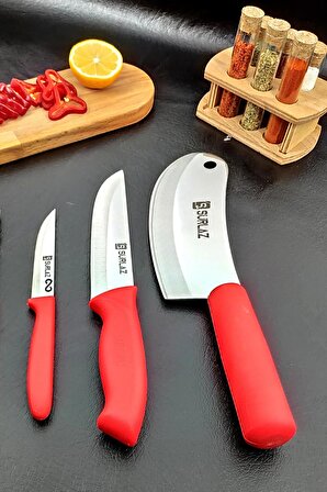 SürLaz Eko Sürmene Bıçağı Seti 3'lü Kırmızı 