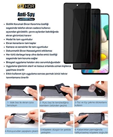 Samsung Galaxy A54 5G Hayalet Ekran Koruyucu 9D Kırılmaz Cam Gizlilik Korumalı - Ekranı Tam Kaplar - Ultra Darbe Emici Etkin Koruma