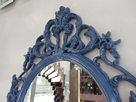 Ayna Denizi Vintage Navy Blue Taç Model Lacivert Renk Dekoratif Ayna