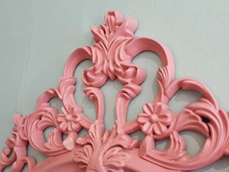 Ayna Denizi Vintage Pink Taç Model Pudra Pembe Renk Dekoratif Ayna