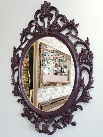 Ayna Denizi Vintage Purple Taç Model Mor Renk Dekoratif Ayna