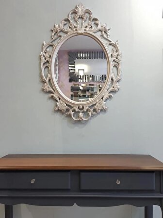 Ayna Denizi Vintage Pearl Taç Model Sedef Renk Dekoratif Ayna