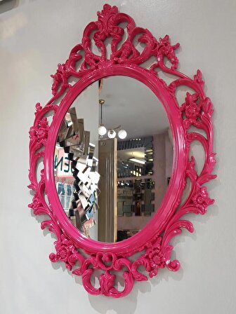 Ayna Denizi Vintage Fuchsia Taç Model Fuşya Renk Dekoratif Ayna