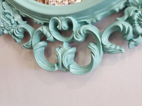 Ayna Denizi Vintage Turquoise Taç Model Turkuaz Renk Dekoratif Ayna