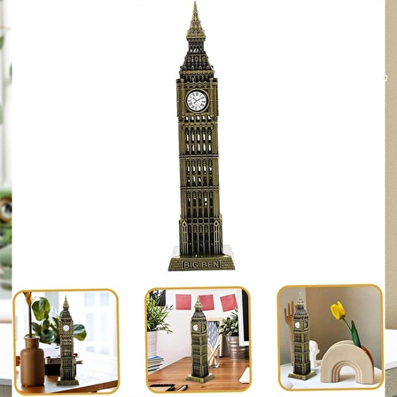 Vintage Metal İngiltere London Big Ben Saat Kulesi Antik Bronz 23 cm