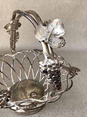 Godinger Üzüm Salkım Motifli Gümüş Kaplama Antika Meyve Sepeti 26cm