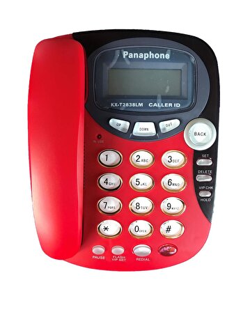 Panaphone KX-T2838LM Çift Renk Masaüstü Kablolu Ev Telefonu (Kırmızı)