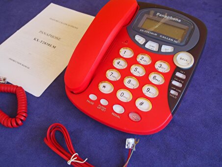 Panaphone KX-T2838LM Çift Renk Masaüstü Kablolu Ev Telefonu (Kırmızı)