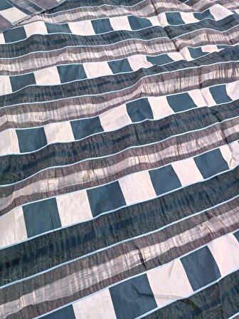 Çizgi Desenli Tül İşlemeli Fon Perde Kumaşı Çok Renkli 2,75x12m