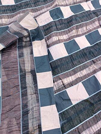 Çizgi Desenli Tül İşlemeli Fon Perde Kumaşı Çok Renkli 2,75x12m