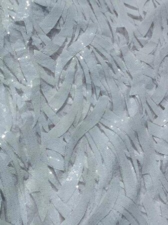 Pullu Nakışlı Beyaz Dantel Abiyelik Gelinlik Tül Kumaş 1,30x22m