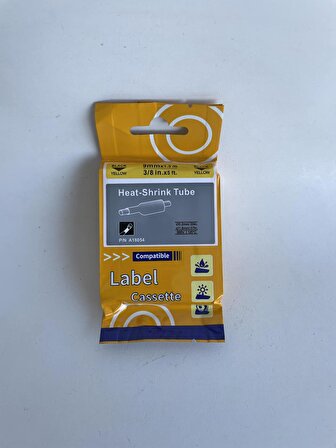 Isıyla Küçülen Şerit Etiket - Etiket Kaseti 9mm x 1,5 m Siyah/Sarı A18054
