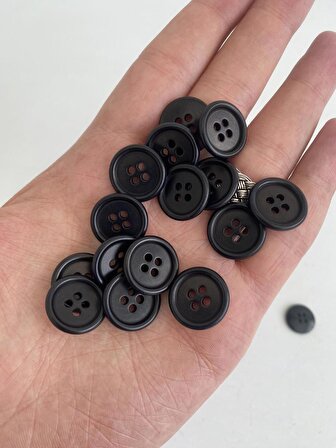 Gritti Group 4 Delikli Organik Düğme 17.5 mm Siyah 100 Adet