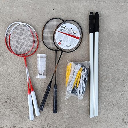 Crivit Badminton Seti Raket File Demir Ayak Top