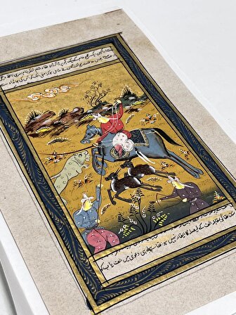 Cesur Şövalye ve Yoldaşları Temalı El Yapımı Minyatür Resim 20,5x12 cm
