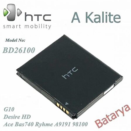 HTC Desire HD G10 Ace Bas740 Ryhme A9191 98100 BD26100 Uyumlu Batarya