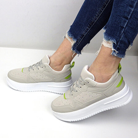 Hatege Baia Gri Yeşil Kadın Sneaker Ayakkabı