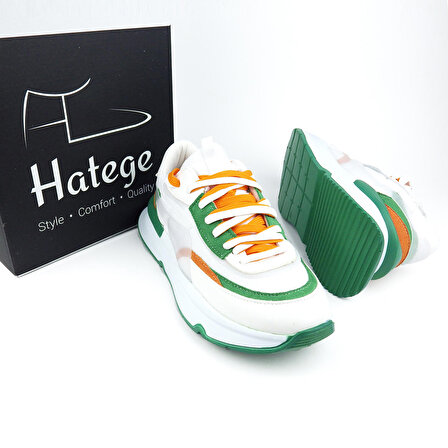 Hatege Stella Yeşil Turuncu Kadın Sneaker Ayakkabı